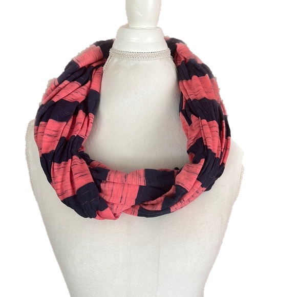 Tart scarf coral and navy stripes- super soft to the touch- great quality - Picture 1 of 2
